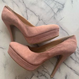 Suede baby pink heels